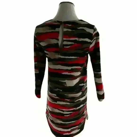 H&M Women's Multicolor Camouflage Long Sleeve Neck Sheath Midi Dress Size 8 - Picture 3 of 5